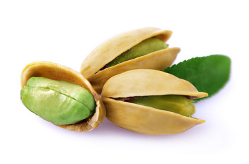 Fresh pistachios isolated.