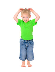 cute boy in green t-shirt