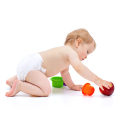 Cute infant boy with apple