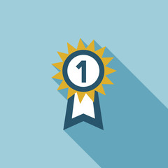 medal flat icon with long shadow