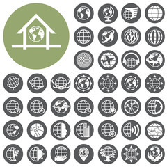 Globe earth vector icons set. Illustration eps10
