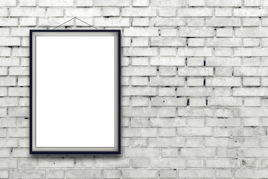 Blank vertical painting poster in black frame