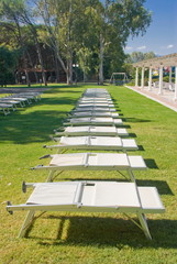 Row of sunbeds