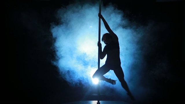 13of23 Silhouette of a sexy female pole dancing