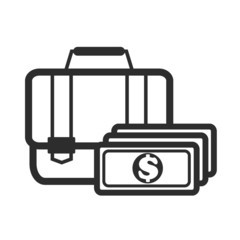 Suitcase with Money Black Icon