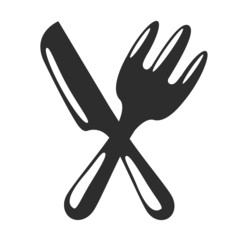 Vector Knife and Fork Black Icon