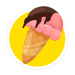 Vector Ice Cream Flat Round Icon