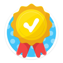 Vector Gold Medal Flat Round Icon