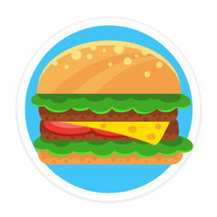 Vector Sandwich Flat Round Icon