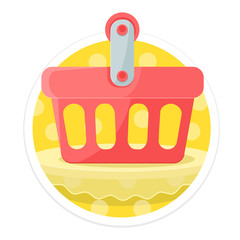 Vector Shopping Cart Flat Round Icon