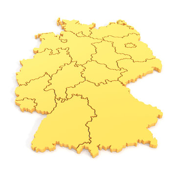 3D map of germany in yellow