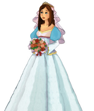Fairytale cartoon character - princess - illustration for the children