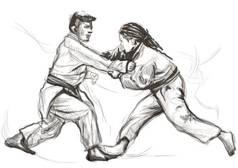 Plakat Judo - an full sized hand drawn illustration