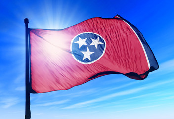 Tennessee (USA) flag waving on the wind - obrazy, fototapety, plakaty