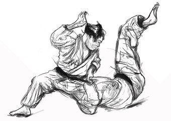 Fototapeta na wymiar Judo - hand drawn illustration converted into vector