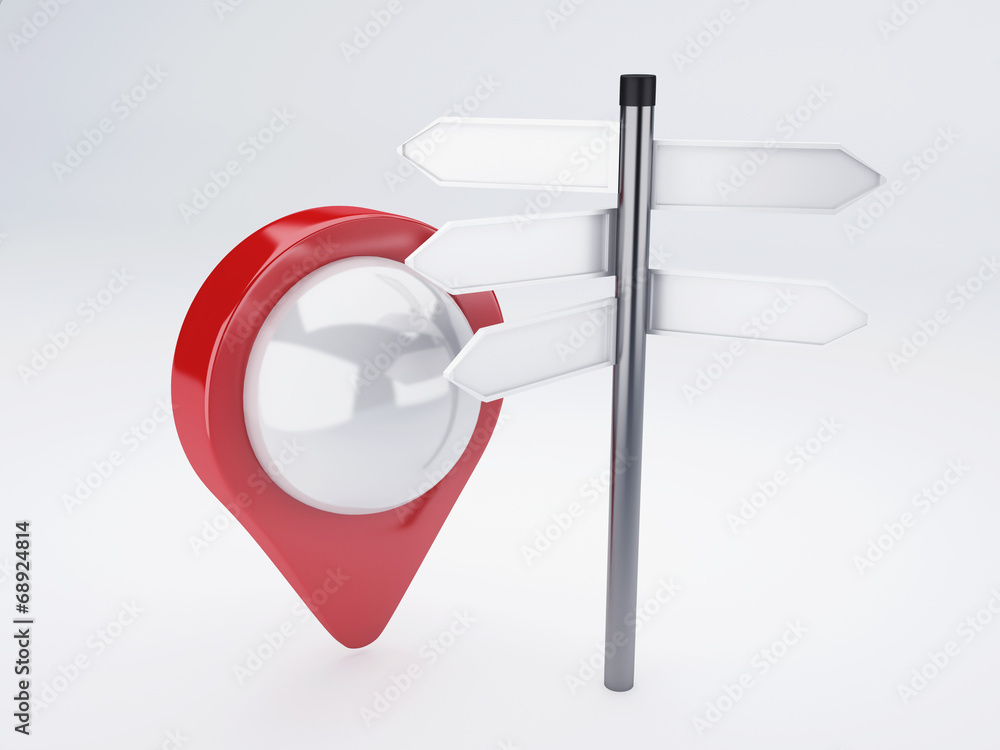 Poster 3d map pointer. travel and navigation concept