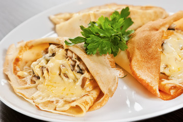 Pancakes with mushrooms