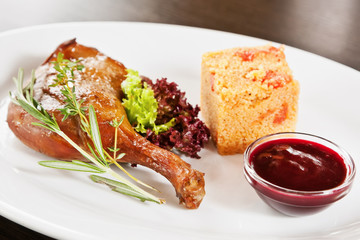 Smoked chicken with risotto