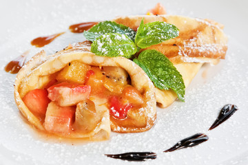 Sweet pancakes with peach