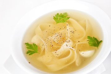 Chicken broth with quail egg