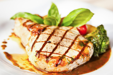 Grilled pork steak