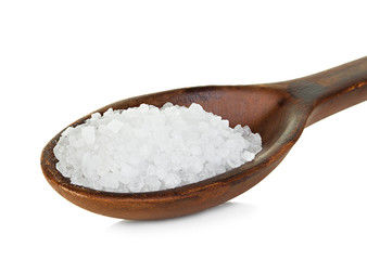 Fototapeta na wymiar sea ​​salt spoon isolated on white background