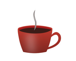 Cup with coffee on white background