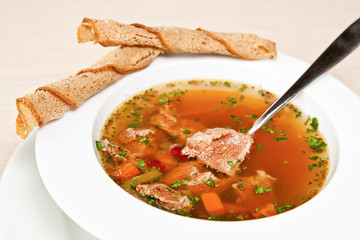 Vegetable soup with meat