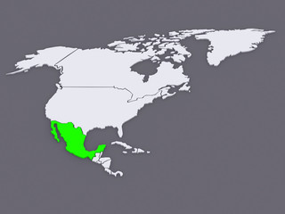 Fototapeta na wymiar Map of worlds. Mexico.