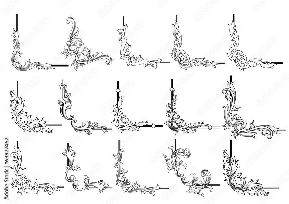 Poster Border corners and vignettes elements set