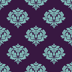 Turquoise colored floral seamless pattern