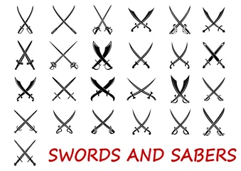 Fotobehang Crossed swords and sabers © Vector Tradition