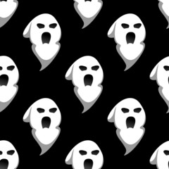 Night ghost halloween seamless pattern