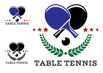 Set of table tennis emblems