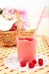 Delicious milkshake on table