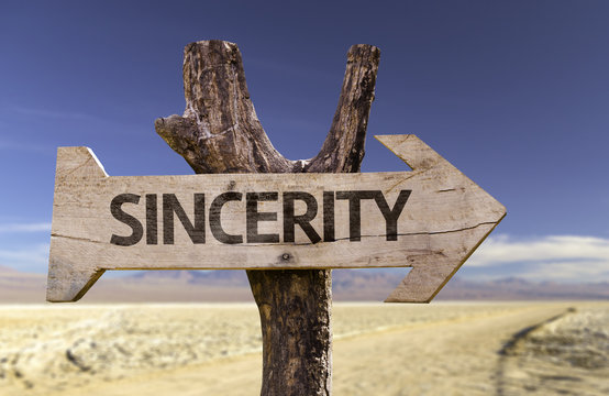 Sincerity wooden sign with a desert background