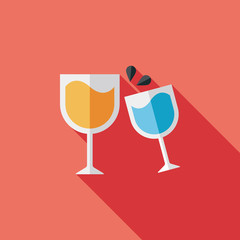 Martini glass cheers flat icon with long shadow,eps10