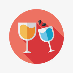 Martini glass cheers flat icon with long shadow,eps10