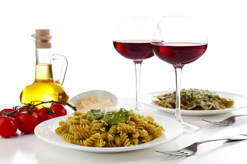 Italian pasta on table, close-up