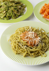 Italian pasta on table, close-up