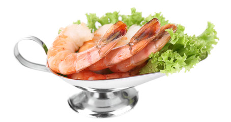 Fresh boiled prawns with lettuce