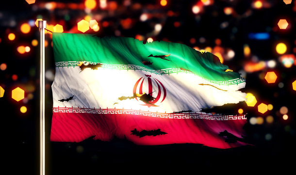 Iran National Flag Torn Burned War Freedom Night 3D
