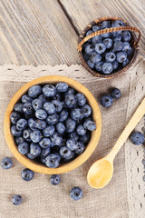 Fresh blueberries on wooden table