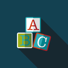 ABC blocks flat icon with long shadow,eps10