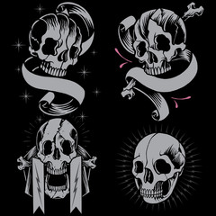 Skulls bone cross and Ribbon