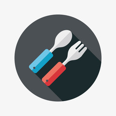 dishware and cutlery flat icon with long shadow,eps10