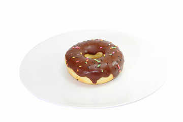 Obraz na płótnie Canvas Donut chocolate on Disk