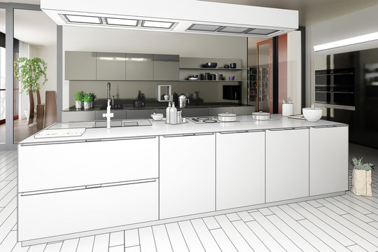 Stainless steel designed kitchen (project)