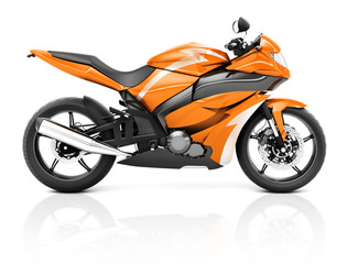 Fototapeta na wymiar 3D Image of a Orange Modern Motorbike