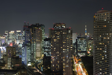 Fototapeta na wymiar ［東京都市風景］　汐留・丸の内の高層ビル街と東京スカイツリー-555